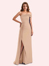 Sexy One Sleeve Side Slit Stretch Jersey Long Mermaid Bridesmaid Dresses Online