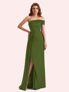 Sexy One Sleeve Side Slit Stretch Jersey Long Mermaid Bridesmaid Dresses Online