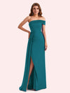 Sexy One Sleeve Side Slit Stretch Jersey Long Mermaid Bridesmaid Dresses Online
