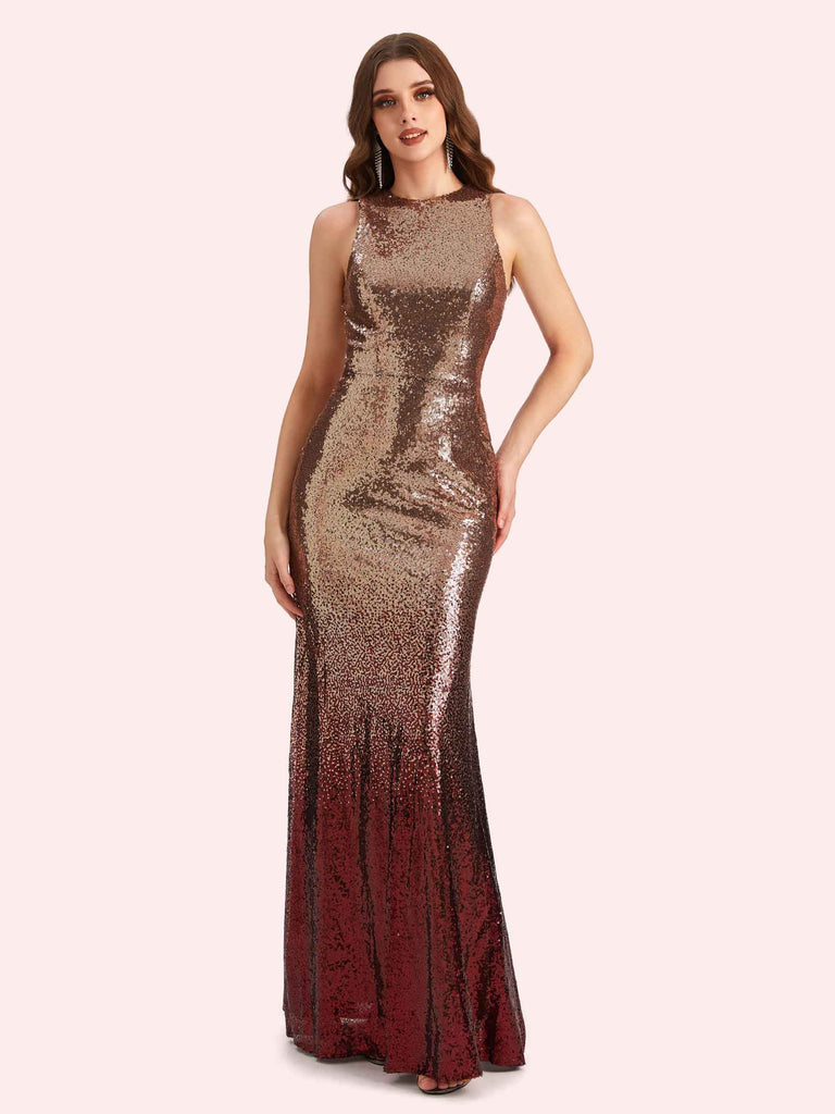Sexy Mermaid Sleeveless Jewel Maxi Long Prom Dresses Online