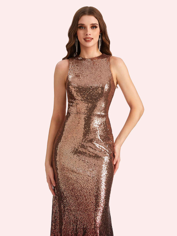 Sexy Mermaid Sleeveless Jewel Maxi Long Prom Dresses Online