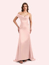 Sexy One Shoulder Pleats Mermaid Soft Satin Long Matron of Honor Dress For Wedding