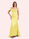 Sexy One Shoulder Pleats Mermaid Soft Satin Long Matron of Honor Dress For Wedding