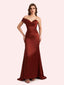 Sexy One Shoulder Pleats Mermaid Soft Satin Long Matron of Honor Dress For Wedding