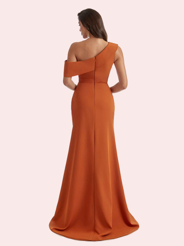 satin crepe bridesmaid dress Ash Cowl Neck Bridesmaid Dress with Slit in Crepe Neutral Champagne