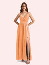 Elegant V-neck Sleeveless A-line Soft Satin Long Matron of Honor Dress For Wedding