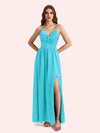 Elegant V-neck Sleeveless A-line Soft Satin Long Matron of Honor Dress For Wedding