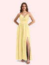 Elegant V-neck Sleeveless A-line Soft Satin Long Matron of Honor Dress For Wedding