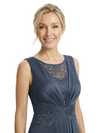 Mother of The Bride Dresses Scoop Sleeveless Lace Chiffon Maxi Gown Classy Ruched Formal Wedding Event Dress