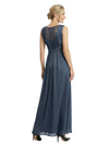 Mother of The Bride Dresses Scoop Sleeveless Lace Chiffon Maxi Gown Classy Ruched Formal Wedding Event Dress