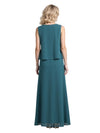 Elegant Chiffon Jewel Sleeveless A-Line Long Mother of The Bride Dresses With Jacket