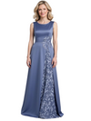 Elegant Sleeveless Lace Satin A-Line Long Mother of The Bride and Groom Dresses For Wedding
