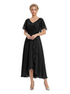 Unique Flutter Sleeves Lace Beaded Short Mother of the Groom Dresses