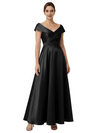 Sophisticated Off Shoulder Sleeveless A-Line Satin Mother Of The Bride Dress