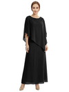 Classy Beaded Chiffon Overlay Poncho Style Mother of the Bride Gown