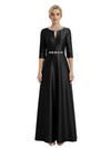 Sophisticated 3/4 Sleeves Beaded A-Line Satin Mother Of The Bride Dress