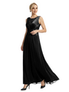 Mother of The Bride Dresses Scoop Sleeveless Lace Chiffon Maxi Gown Classy Ruched Formal Wedding Event Dress