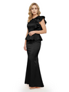 Elegant Scoop Ruffle Satin Mermaid Mother Of The Bride Dress