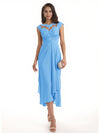 Elegant Bell Sleeves Chiffon A-line Midi Mother of The Bride Dresses