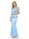 Elegant Scoop Ruffle Satin Mermaid Mother Of The Bride Dress