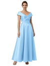 Sophisticated Off Shoulder Sleeveless A-Line Satin Mother Of The Bride Dress