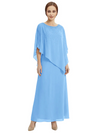 Classy Beaded Chiffon Overlay Poncho Style Mother of the Bride Gown