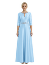 Sophisticated 3/4 Sleeves Beaded A-Line Satin Mother Of The Bride Dress