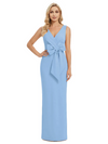 V-Neck Sheath Sleeveless Mother of The Bride Dress Crepe