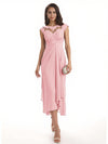 Elegant Bell Sleeves Chiffon A-line Midi Mother of The Bride Dresses