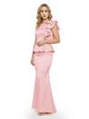 Elegant Scoop Ruffle Satin Mermaid Mother Of The Bride Dress