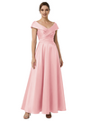 Sophisticated Off Shoulder Sleeveless A-Line Satin Mother Of The Bride Dress