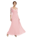 Sweetheart Ruched Lace 3/4 Sleeves A-Line Chiffon Mother Of The Groom Dress