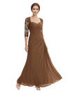 Sweetheart Ruched Lace 3/4 Sleeves A-Line Chiffon Mother Of The Groom Dress
