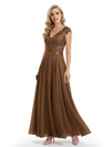 Beautiful Cap Sleeve Lace Chiffon A-Line Mother of the Bride dresses