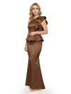 Elegant Scoop Ruffle Satin Mermaid Mother Of The Bride Dress