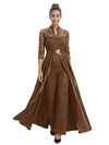 Mother of The Groom Outfit V-Neck 3/4 Sleeve Lace Pantsuit Satin Overskirt