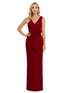 V-Neck Sheath Sleeveless Mother of The Bride Dress Crepe