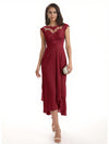 Elegant Bell Sleeves Chiffon A-line Midi Mother of The Bride Dresses