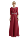 Sophisticated 3/4 Sleeves Beaded A-Line Satin Mother Of The Bride Dress