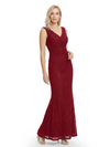 Mother of The Bride Dresses V-Neck Sleeveless Lace Mermaid Maxi Gown Elegant Flowy Formal Wedding Event Dress