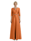 Sophisticated 3/4 Sleeves Beaded A-Line Satin Mother Of The Bride Dress