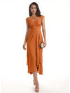 Elegant Bell Sleeves Chiffon A-line Midi Mother of The Bride Dresses