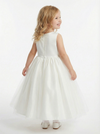 Illusion Lace Flower Girl Dress, Sleeveless Appliqu¨¦ Bodice, Soft Tulle Tea Length