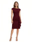 Mother of The Bride Dress Beautiful Jewel Cap Sleeve Crepe Sheath Midi Gown Ruffled Stylish Design