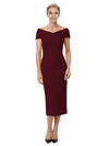 Mother of The Bride Dress Classy Off Shoulder Crepe Sheath Midi Gown Modern Wrap Detail
