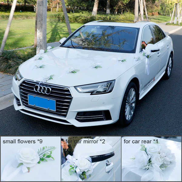 Wedding Car Decoration Flower Mirror Tied Flower, CF2901