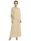 Classy Beaded Chiffon Overlay Poncho Style Mother of the Bride Gown