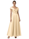Sophisticated Off Shoulder Sleeveless A-Line Satin Mother Of The Bride Dress