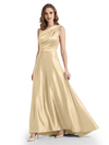 Stunning Asymmetrical Neckline Sleeveless A-Line Satin Formal Dress For Mother Of The Bride