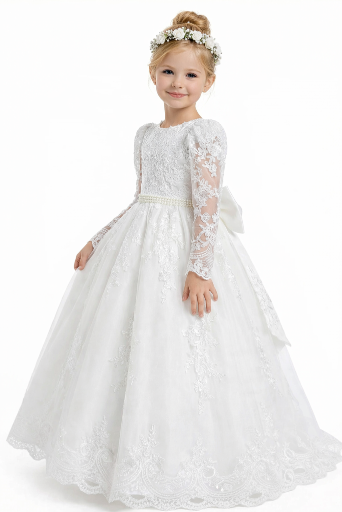 Elegangt Wedding Flowers Long Pageant Dress Flower Princess Dress Princess Lace Girl